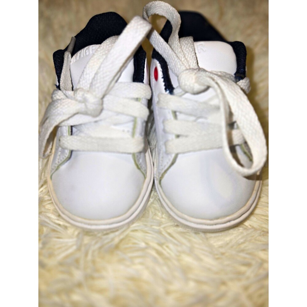 Tommy Hilfiger Unisex Kids Low Top Lace-Up Court Sneakers White/Navy/Red US 4